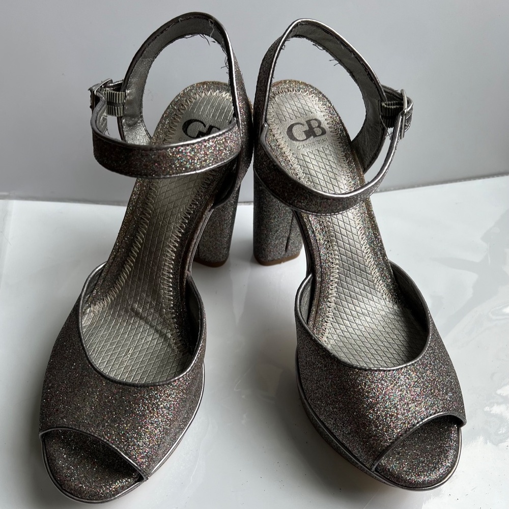 Gianni Bini sz 10 Sparkle Confetti Ankle Strap Platform Heels Shoes